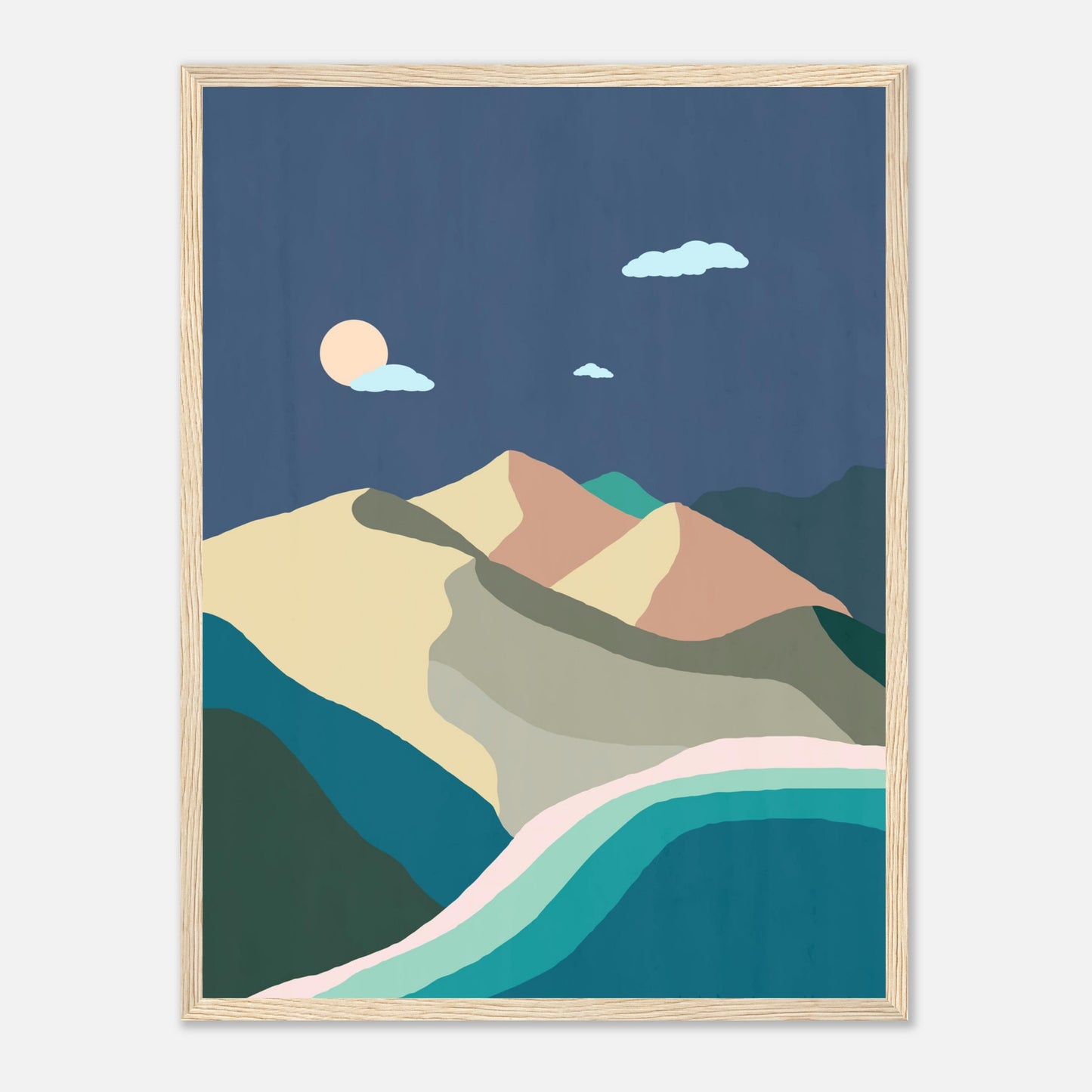 Midnight Beach and Mountains Wall Art Print