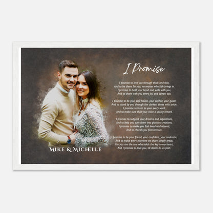 Custom Poem with Watercolor Portrait Wall art