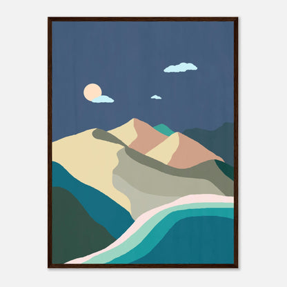 Midnight Beach and Mountains Wall Art Print