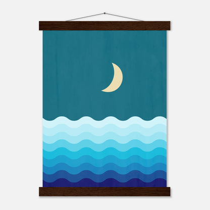 Crescent Moon on Blue Ocean