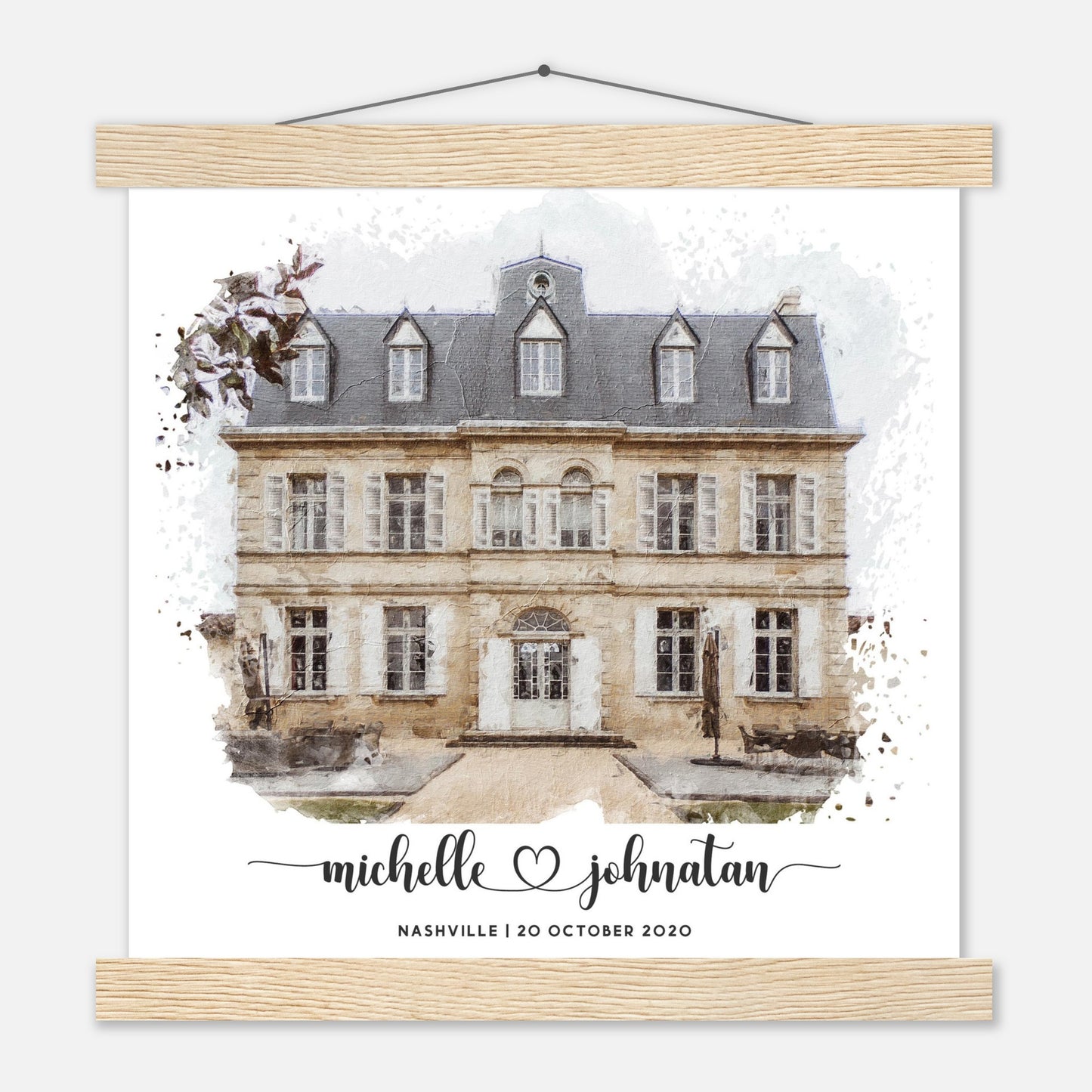 Wedding Watercolor Venue Wall Art Print