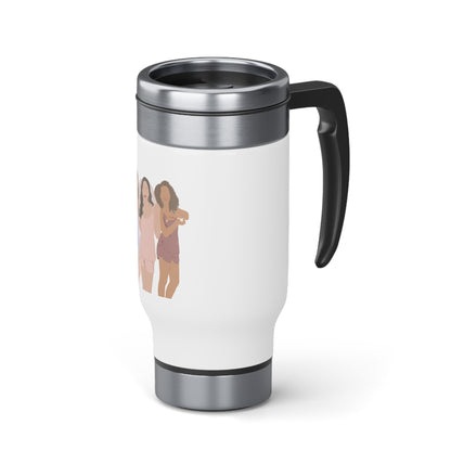 Custom Faceless Portrait Stainless Steel Travel Mug with Handle, 14oz