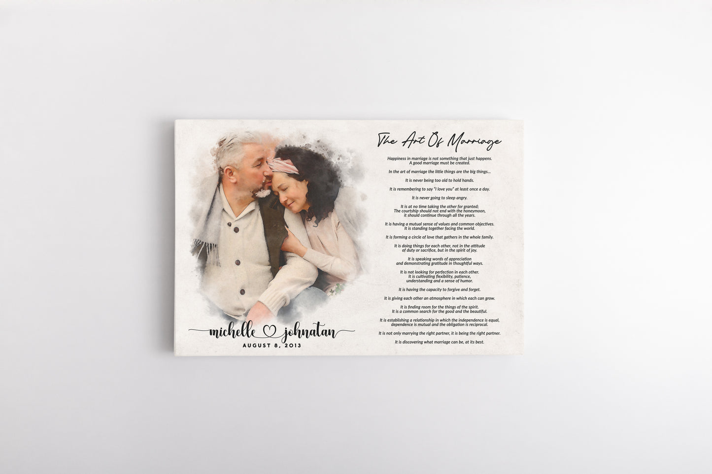 Custom Watercolor Portrait Art of Marriage