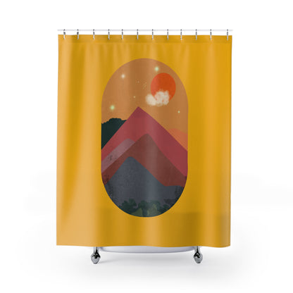 Window Mountain Yellow Shower Curtains