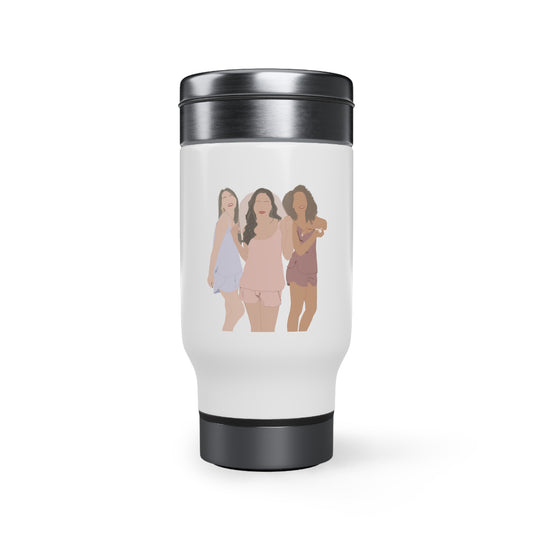 Custom Faceless Portrait Stainless Steel Travel Mug with Handle, 14oz