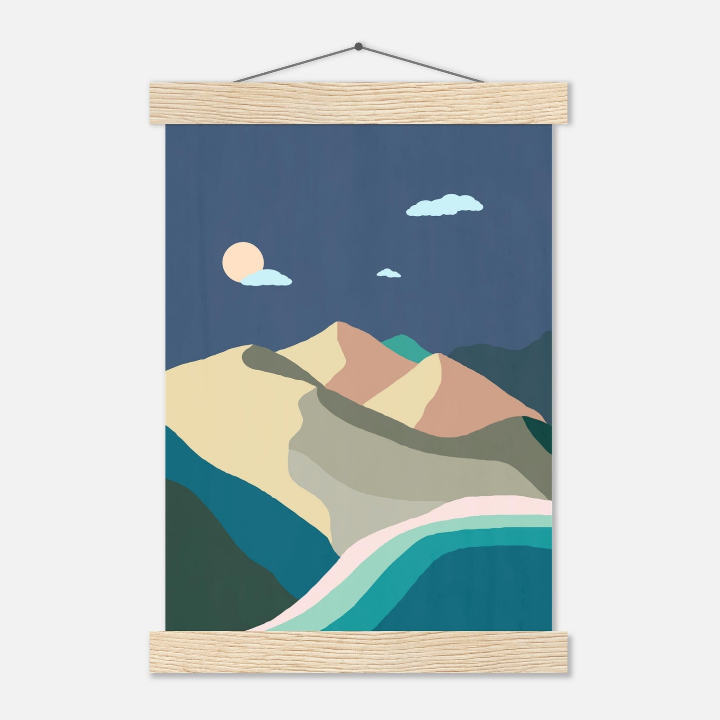 Midnight Beach and Mountains Wall Art Print