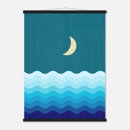 Crescent Moon on Blue Ocean