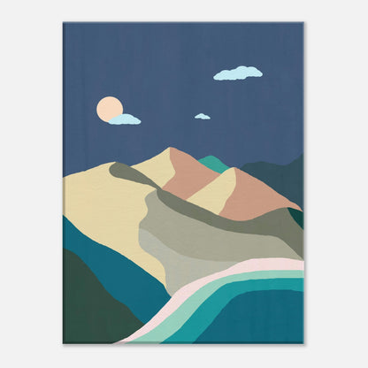 Midnight Beach and Mountains Wall Art Print