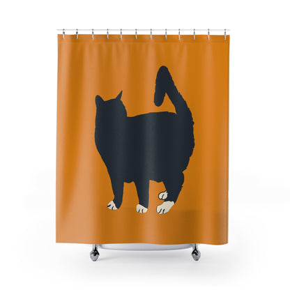 Cat in Yellow Shower Curtains