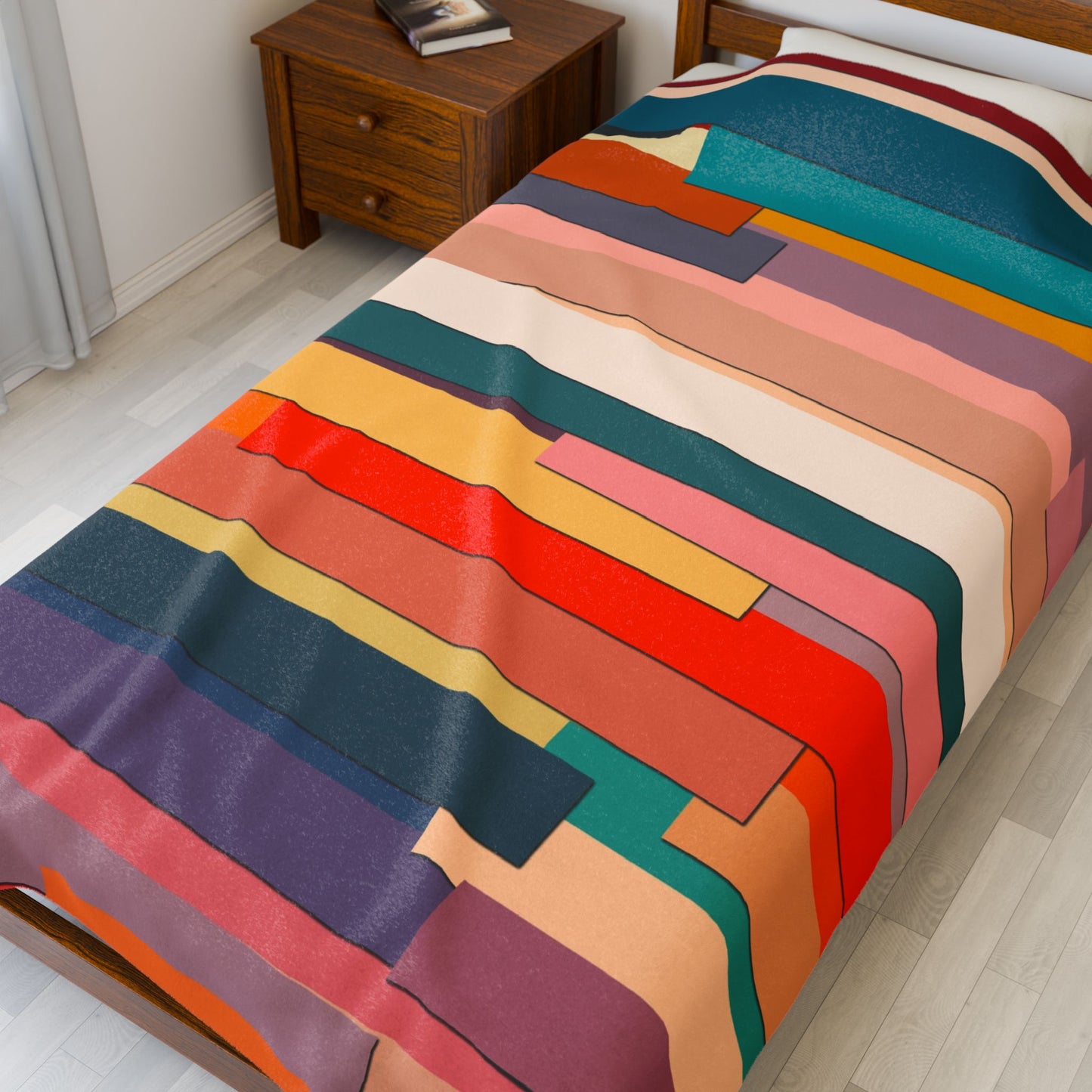 Colorful Striped Velveteen Plush Blanket - Cozy Home Decor