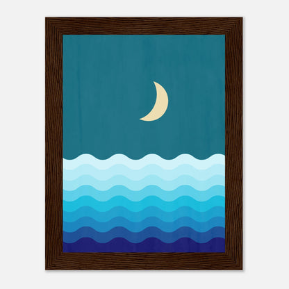 Crescent Moon on Blue Ocean