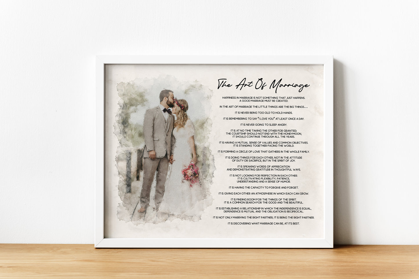 Custom Watercolor Portrait Art of Marriage