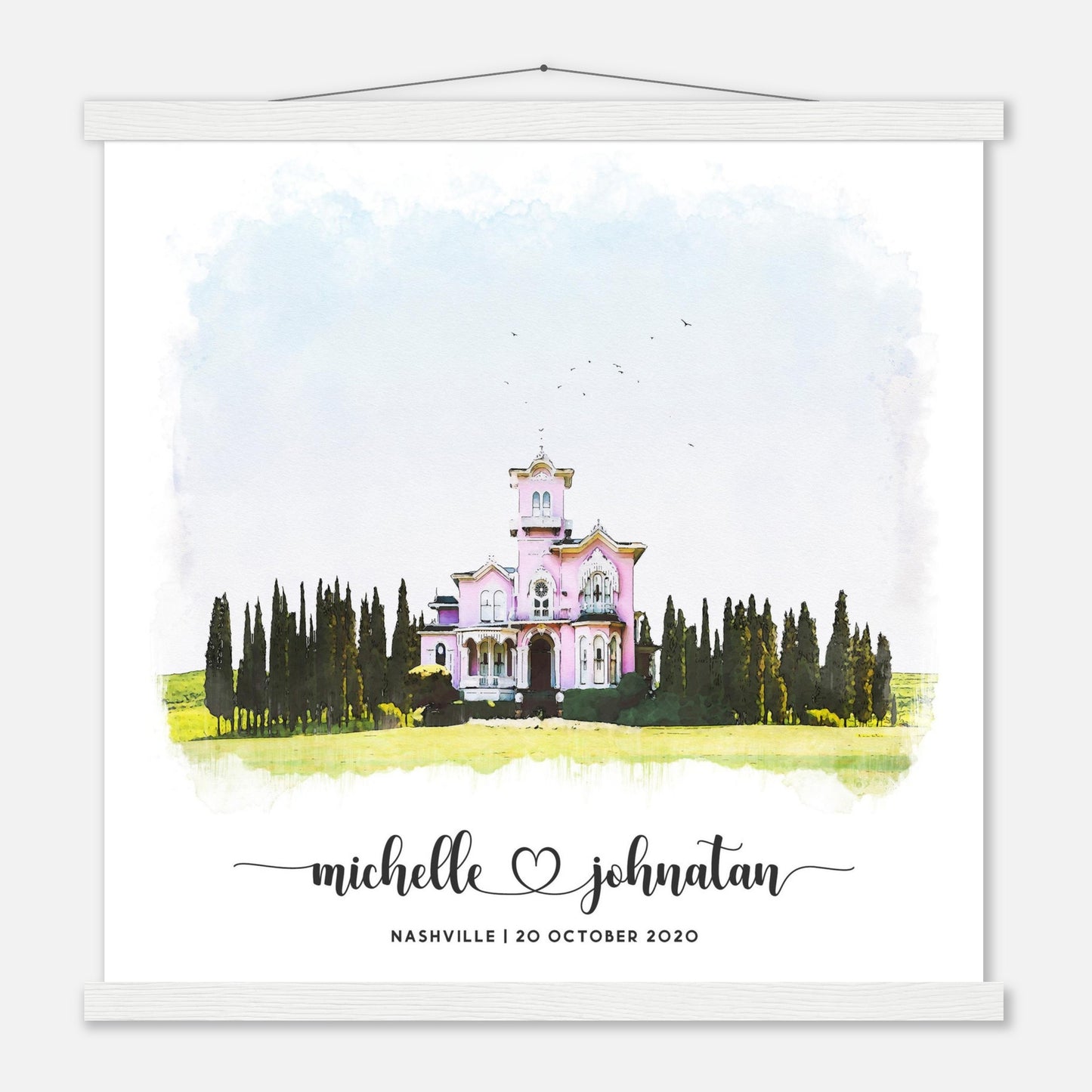 Wedding Watercolor Venue Wall Art Print