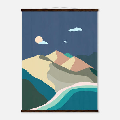 Midnight Beach and Mountains Wall Art Print