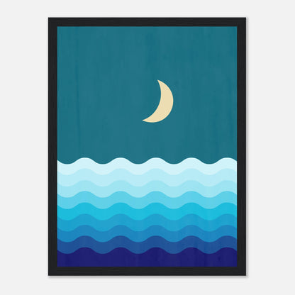 Crescent Moon on Blue Ocean