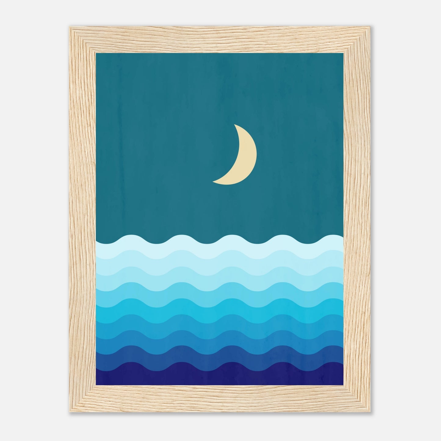 Crescent Moon on Blue Ocean