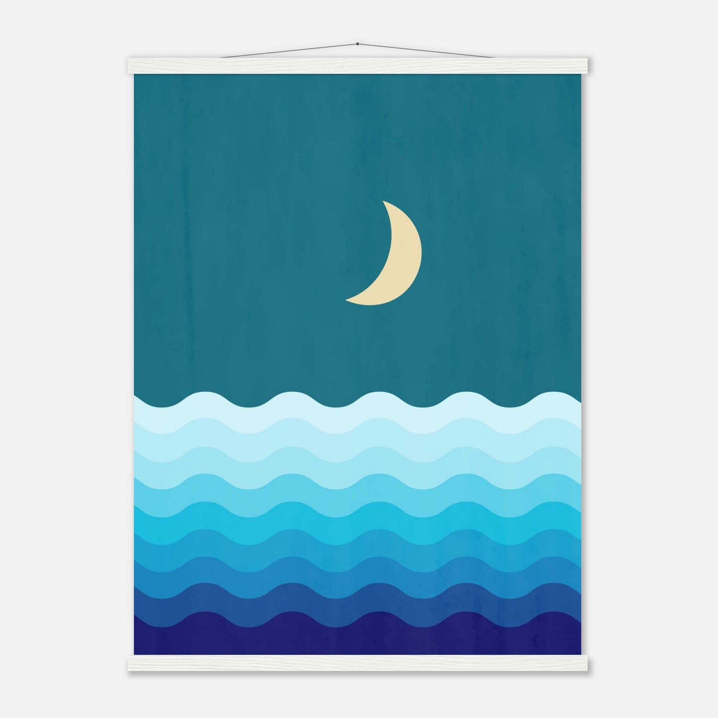 Crescent Moon on Blue Ocean