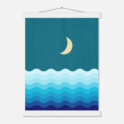 Crescent Moon on Blue Ocean