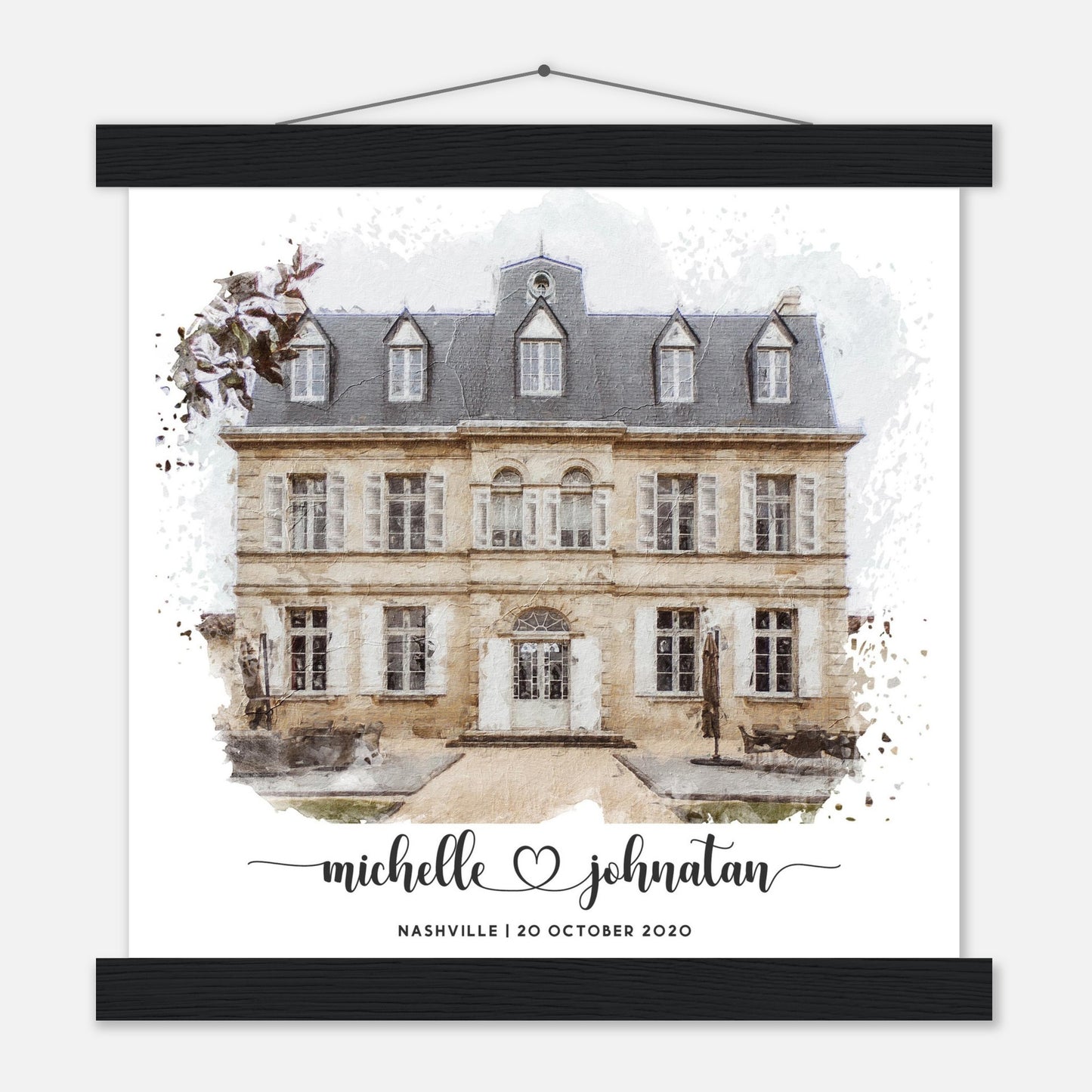 Wedding Watercolor Venue Wall Art Print