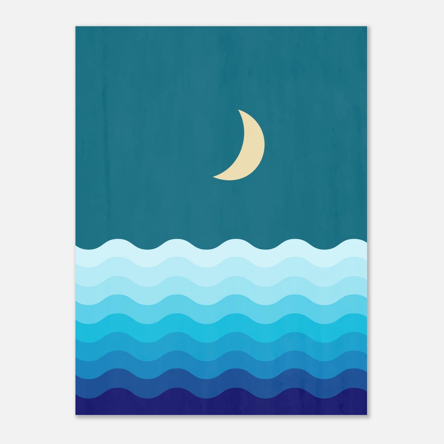 Crescent Moon on Blue Ocean