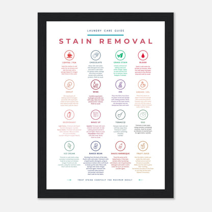 Stain Removal Instruction for Laundry Guide Colorful