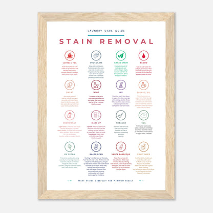 Stain Removal Instruction for Laundry Guide Colorful