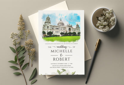 Personalized Watercolor Wedding Venue Invitations Cards