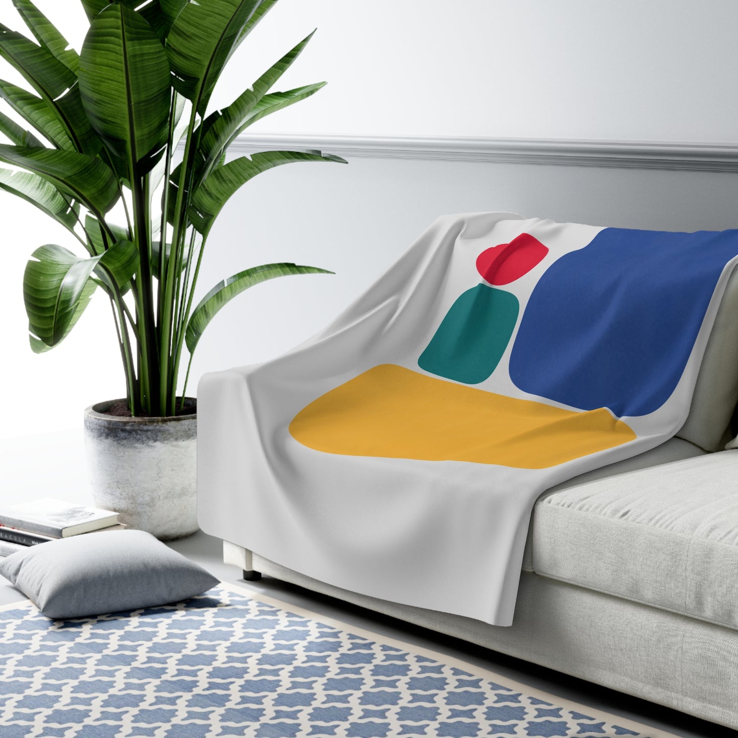 Abstract Colorful Block Sherpa Fleece Blanket