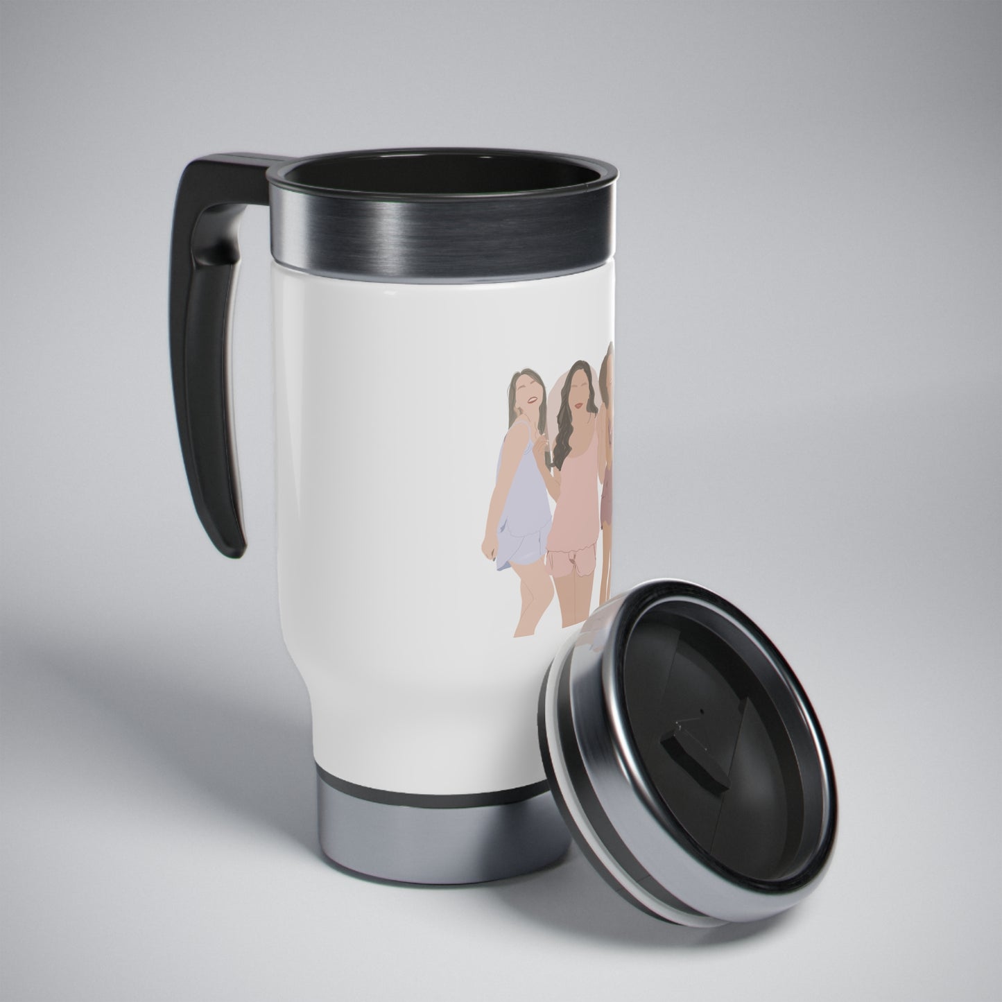 Custom Faceless Portrait Stainless Steel Travel Mug with Handle, 14oz