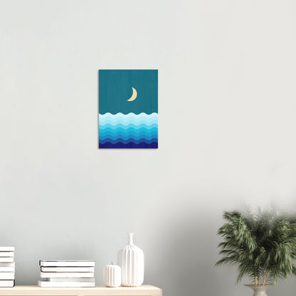 Crescent Moon on Blue Ocean