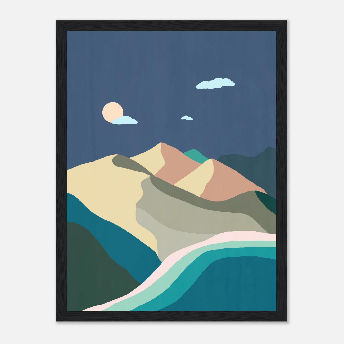 Midnight Beach and Mountains Wall Art Print