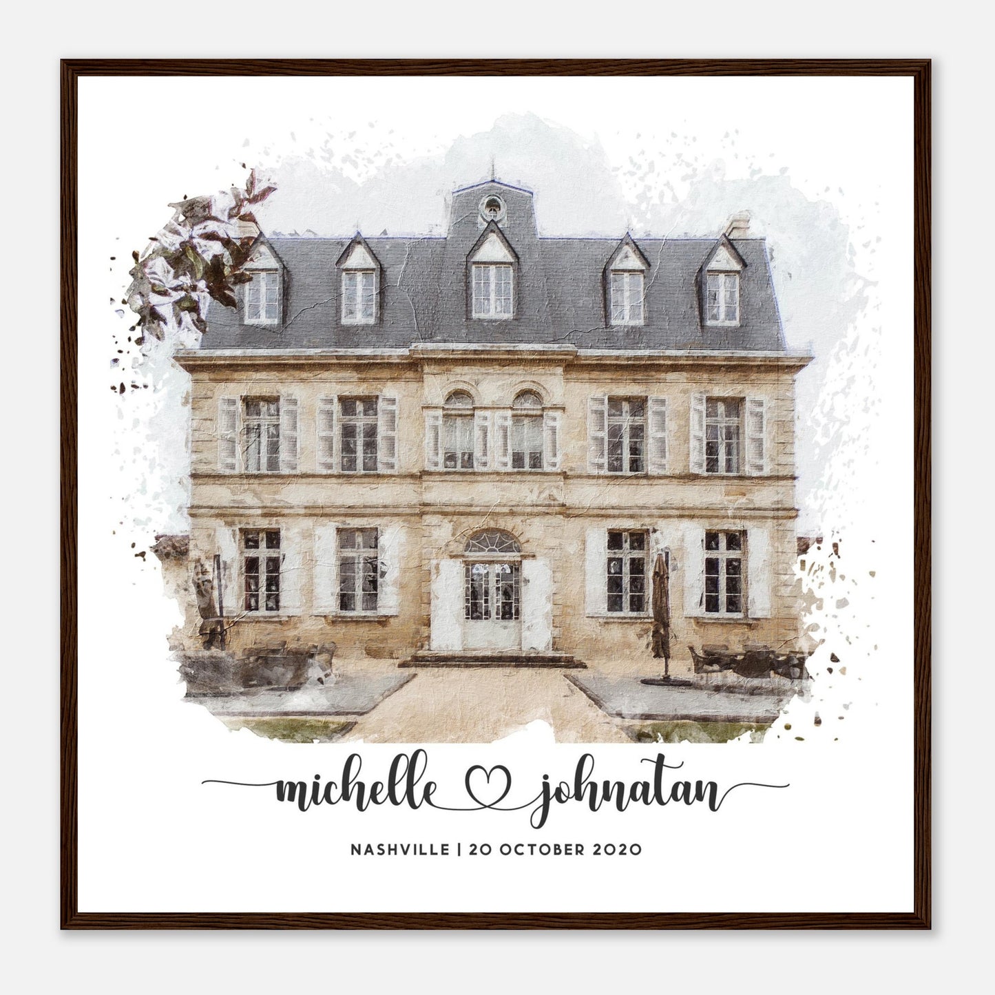 Wedding Watercolor Venue Wall Art Print