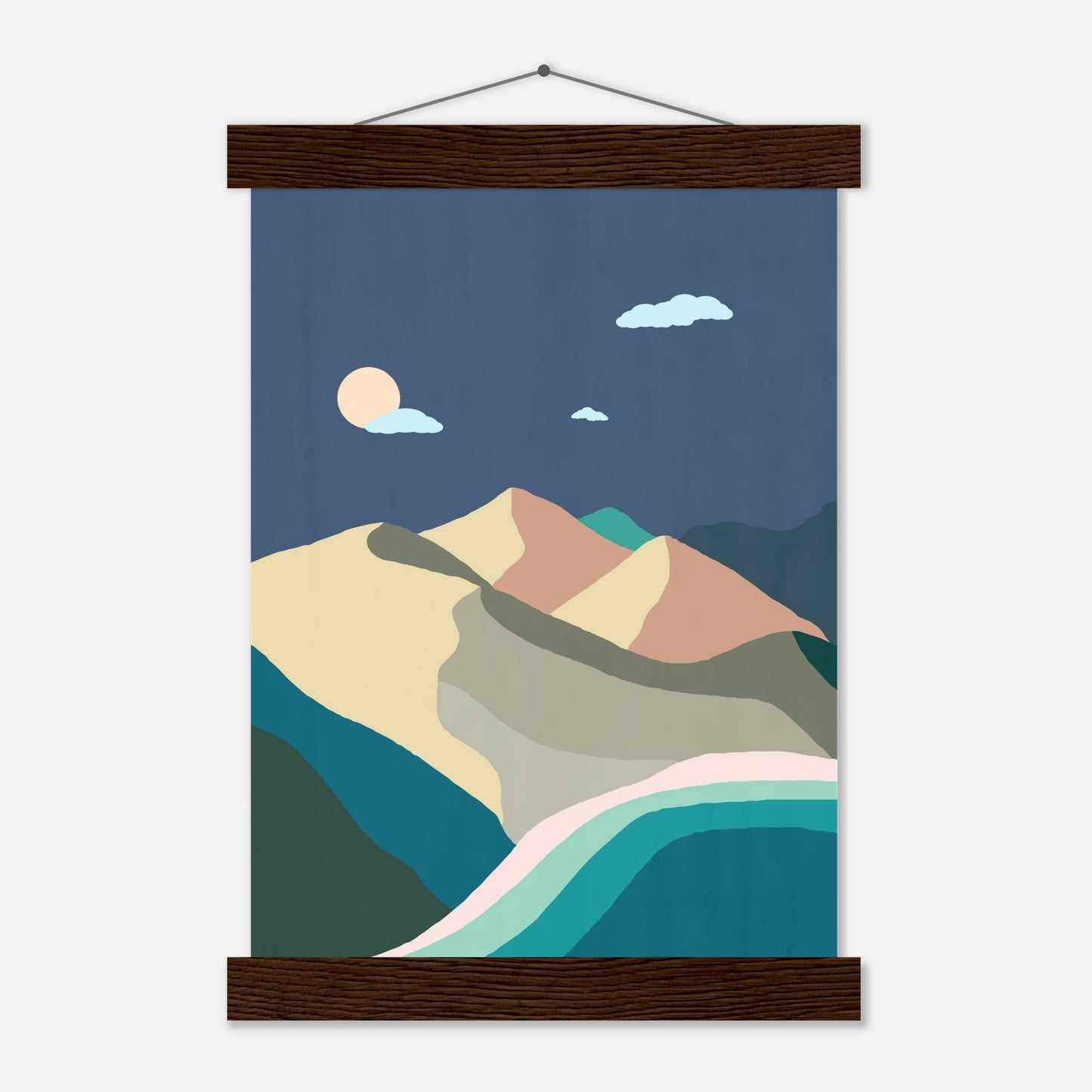 Midnight Beach and Mountains Wall Art Print