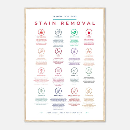 Stain Removal Instruction for Laundry Guide Colorful