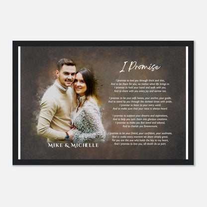 Custom Poem with Watercolor Portrait Wall art