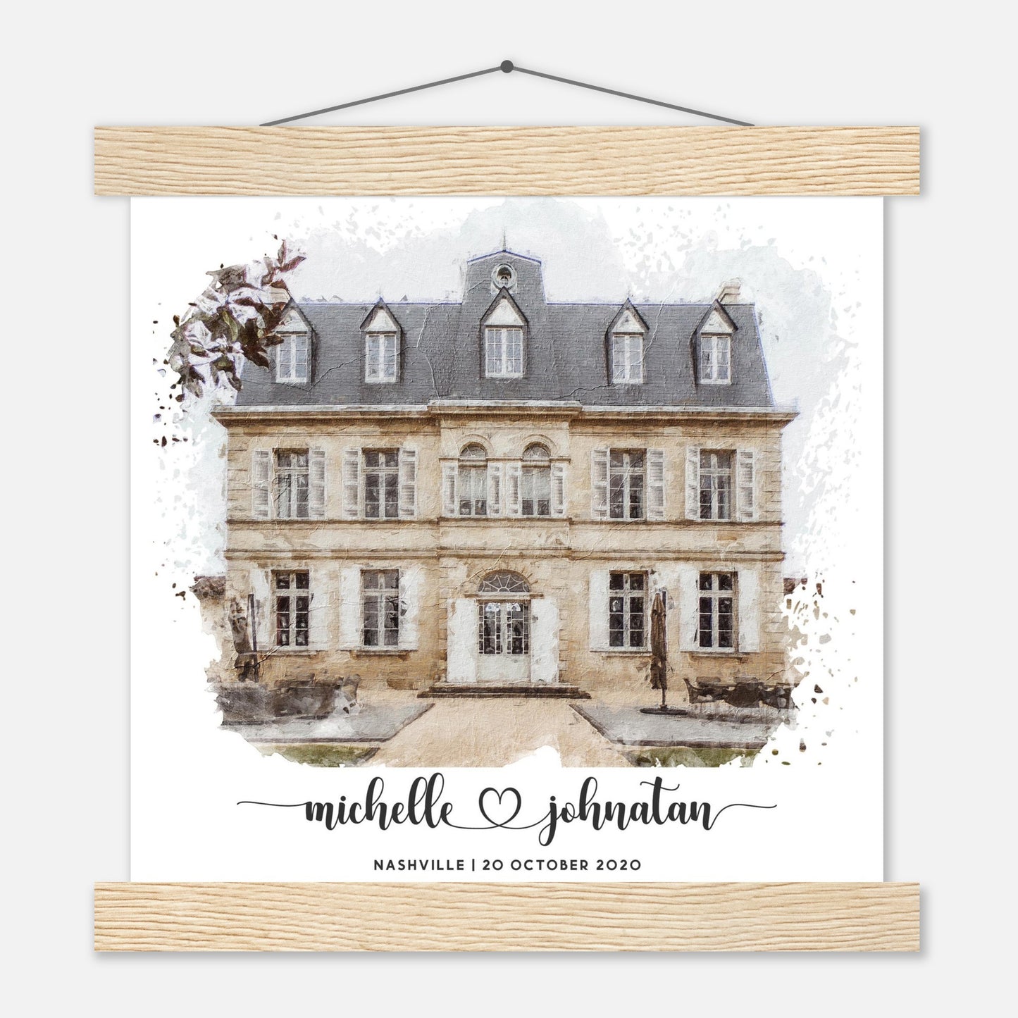 Wedding Watercolor Venue Wall Art Print