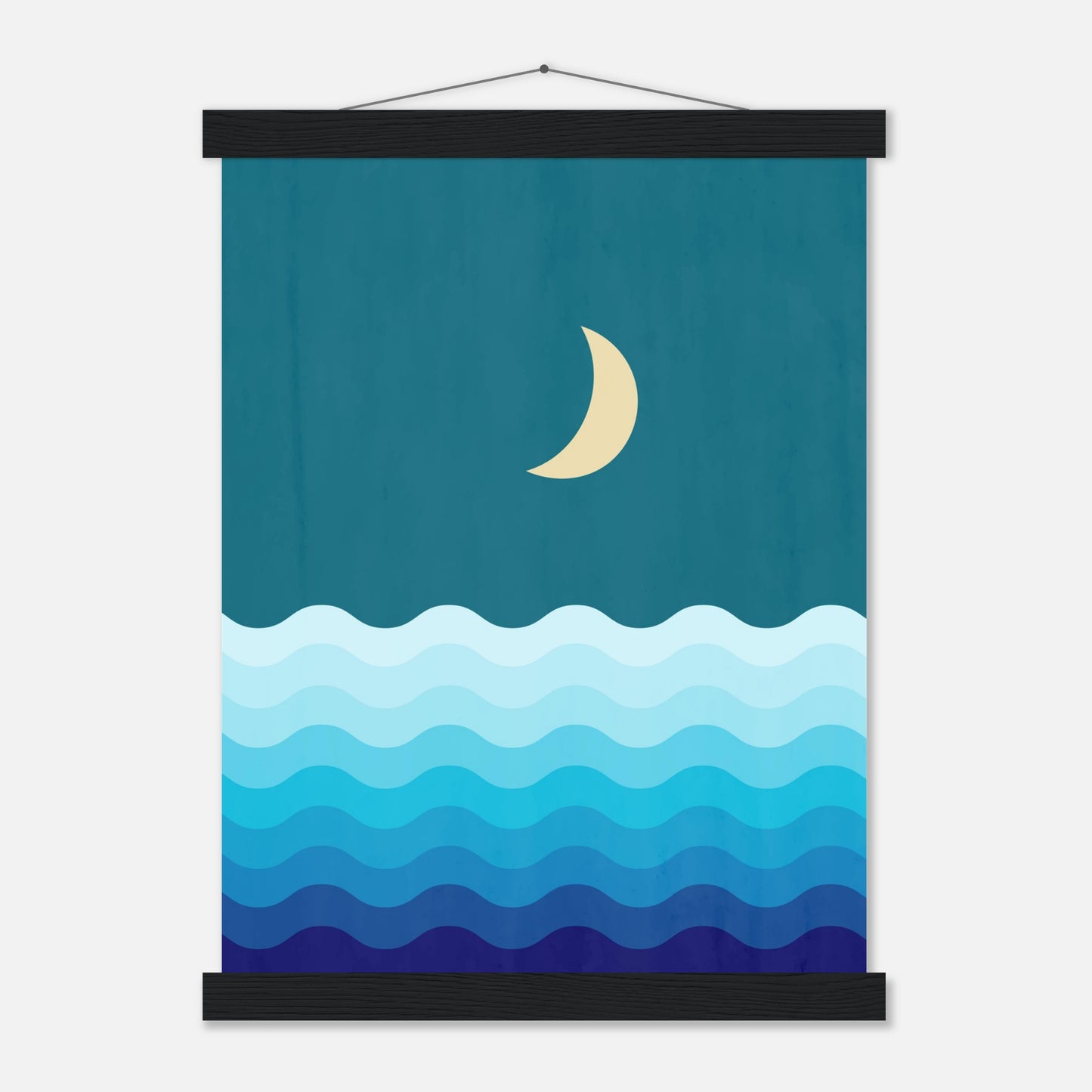 Crescent Moon on Blue Ocean