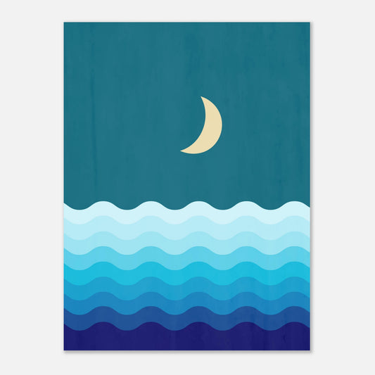 Crescent Moon on Blue Ocean