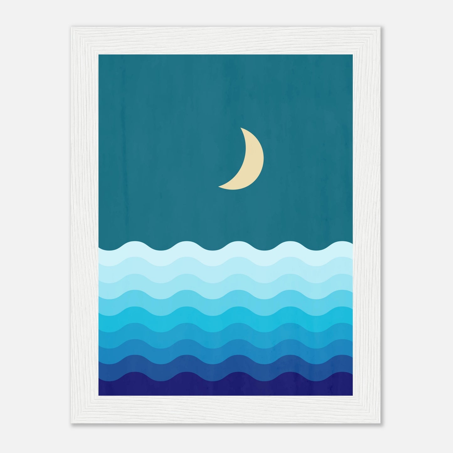 Crescent Moon on Blue Ocean