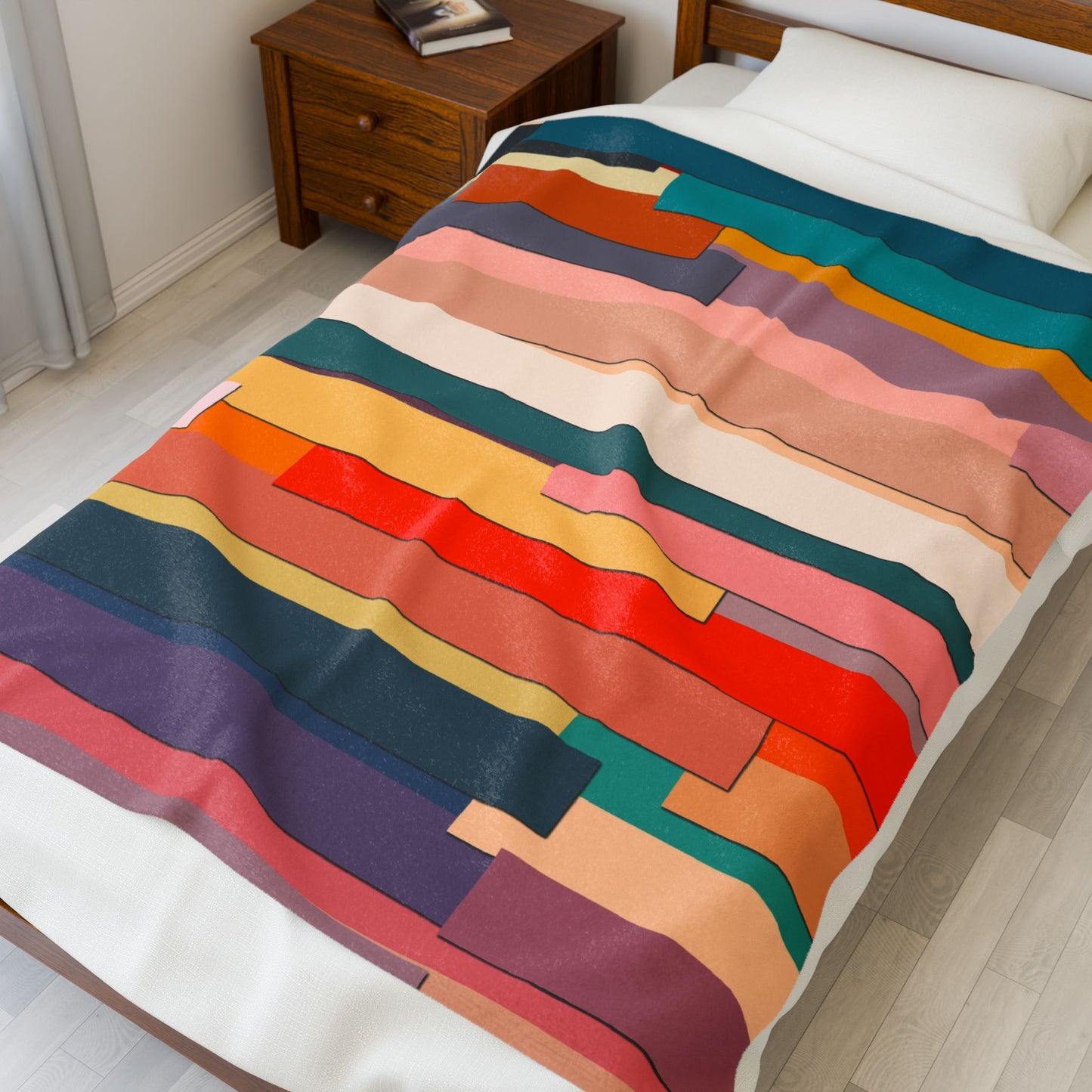 Colorful Striped Velveteen Plush Blanket - Cozy Home Decor