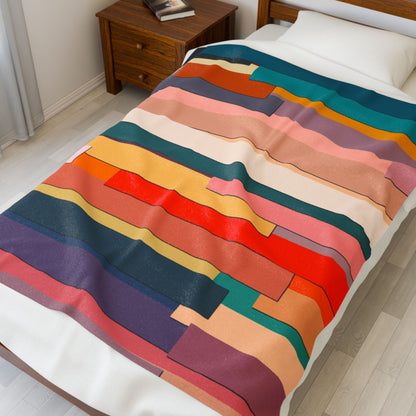 Colorful Striped Velveteen Plush Blanket - Cozy Home Decor