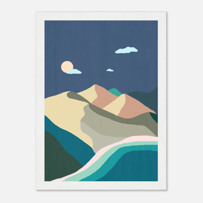 Midnight Beach and Mountains Wall Art Print