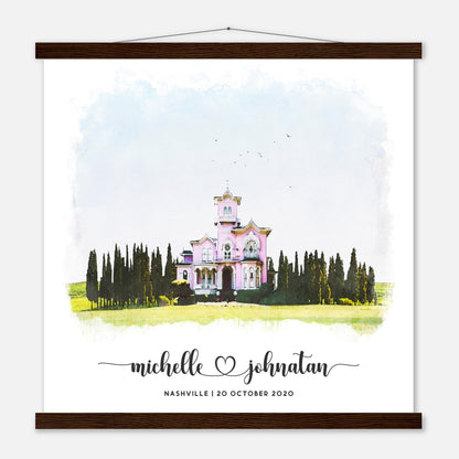 Wedding Watercolor Venue Wall Art Print