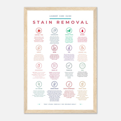 Stain Removal Instruction for Laundry Guide Colorful