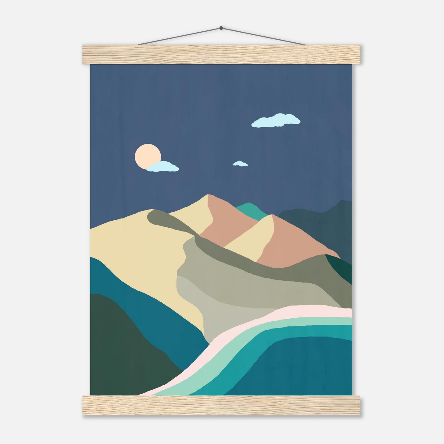 Midnight Beach and Mountains Wall Art Print