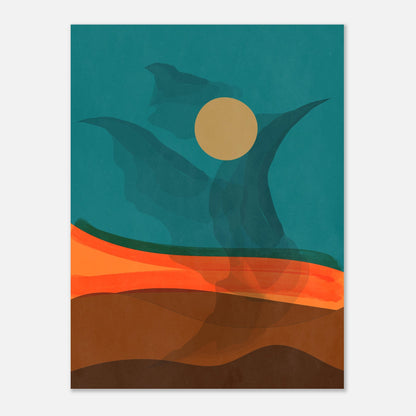 Abstract Phoenix in Mid Century Modern Wall Art Print