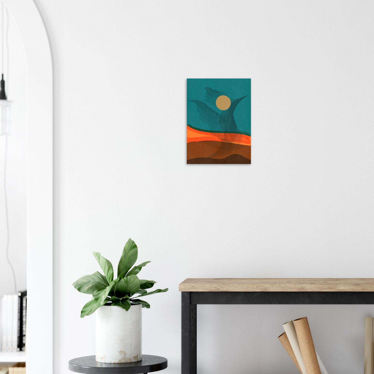 Abstract Phoenix in Mid Century Modern Wall Art Print