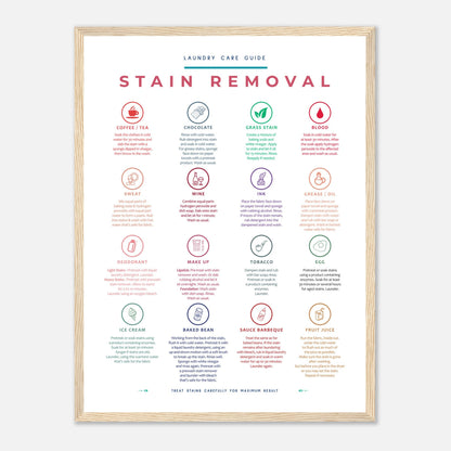 Stain Removal Instruction for Laundry Guide Colorful