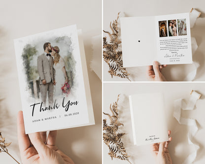 Folded Thank You Cards Wedding with Picture