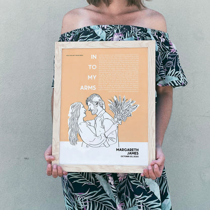 Wedding Song Lyrics with Faceless Line Drawing from Photo